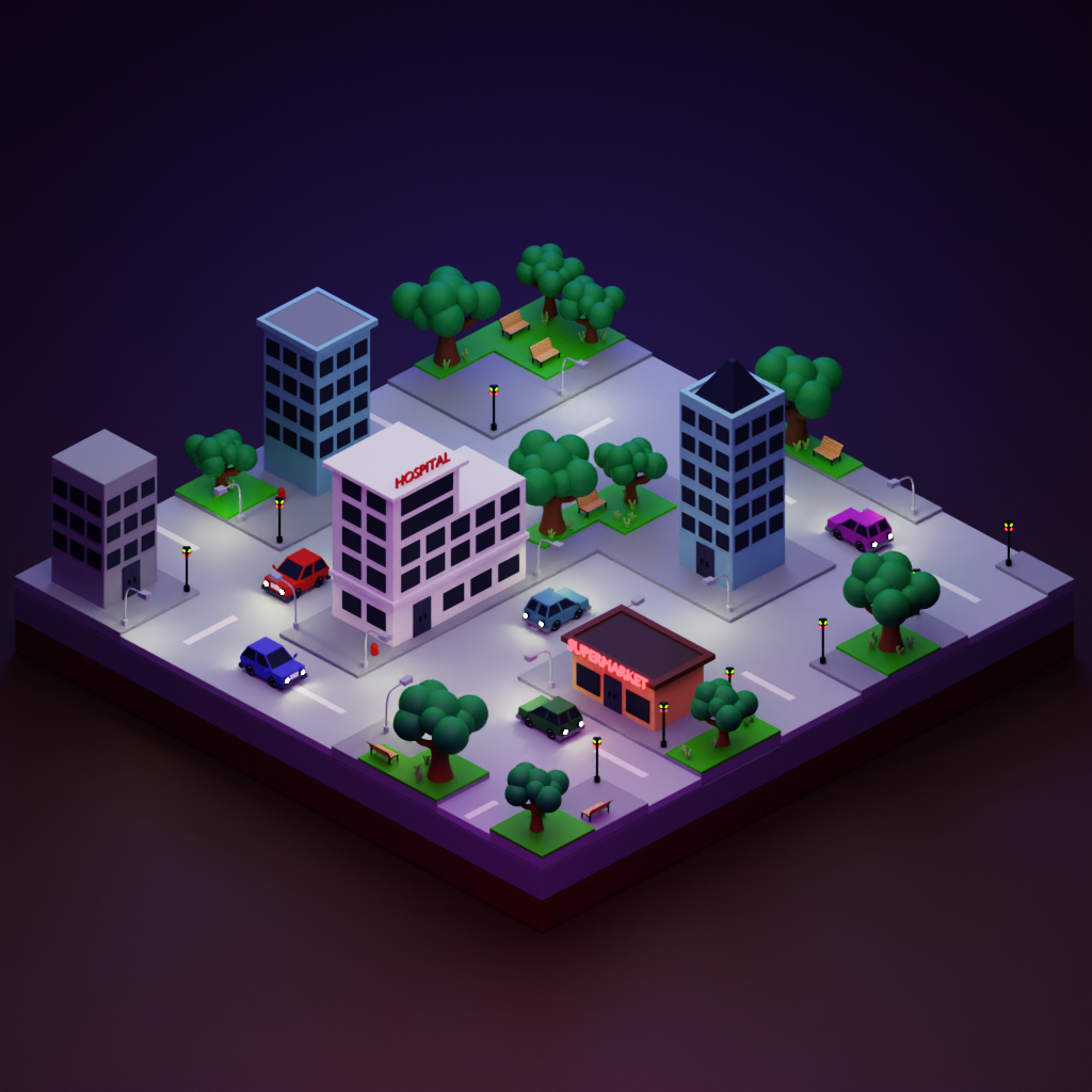 Isometric Low Poly City | Public scenes | Blendkit