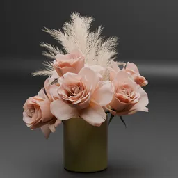Rose Flowers With Pampas Grass