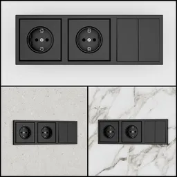 Black wall Socket + switch HausMark Juna