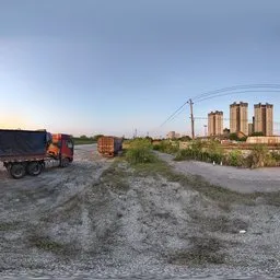 Gravel road Truck Sunset