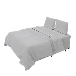 Detailed Queen-size bedspread and box bed 3D model, ideal for Blender rendering and architecture visualization.