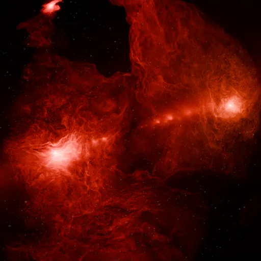 Volumetric Red Nebula Deep Space