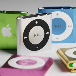 Detailed 3D render of multicolored iPod Shuffles showcasing design precision, ideal for Blender projects.
