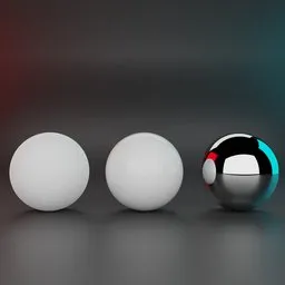 Three 3D spheres with gradient background depicting studio lighting, ideal for Blender rendering projects.