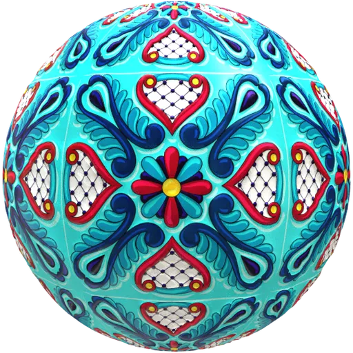 Highly detailed PBR material with colorful Mexican ceramic design for 3D floors and walls, featuring customizable texture settings.