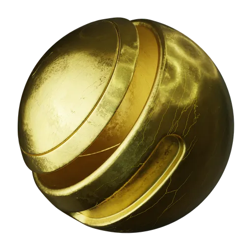 High-quality PBR old gold texture for 3D rendering in Blender, featuring realistic aged surface with scratches and patina.