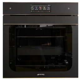 Detailed Smeg oven 3D model in black with transparent door, created in Blender 3.6, using Cycles render, available in .blend format.