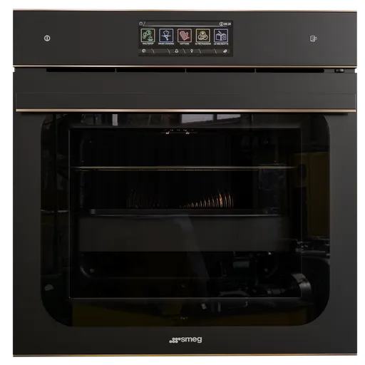 Detailed Smeg oven 3D model in black with transparent door, created in Blender 3.6, using Cycles render, available in .blend format.