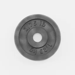 Detailed 3D rendering of a 1.25 kg cast iron weight plate for Blender users.