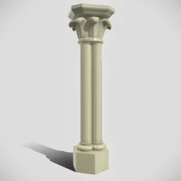 Detailed medieval-style 3D column model with intricate leaf design for Blender software.