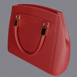 "Red leather designer handbag for women, 3D model in Blender 3D. Highly-detailed with gold handle, rendered with Octane and Ray tracing technology. Perfect for fashion design and product visualization."