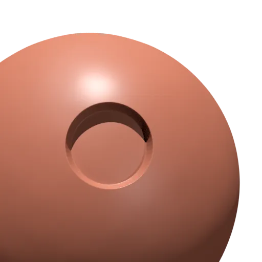 Blender 3D sculpting brush imprint of circular indentation for 3D model detailing.