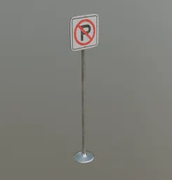Detailed 3D model of a No Parking sign, ideal for urban scene rendering in Blender.