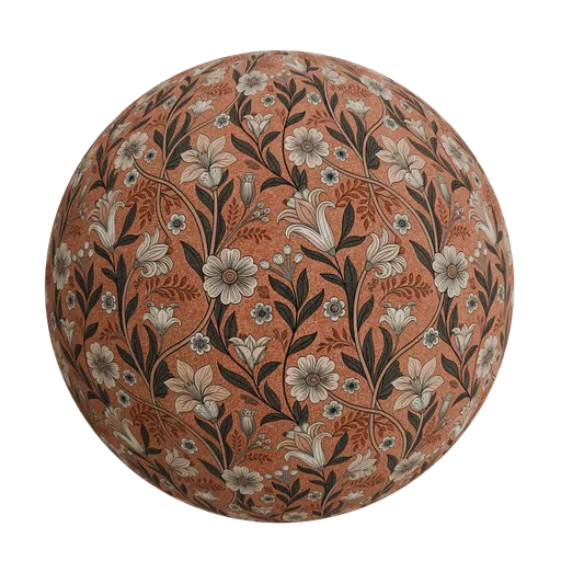 Floral Terracotta Wallpaper