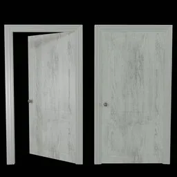 High-quality 3D wooden door model, textured and rigged for Blender, ideal for interior design.