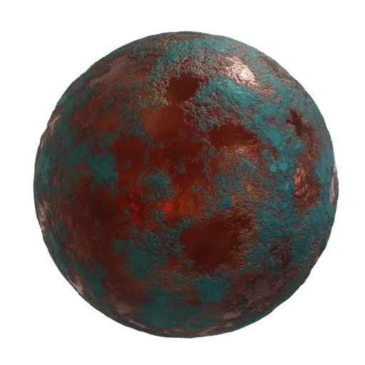 High-quality PBR copper material with realistic corrosion effect for 3D modeling in Blender.