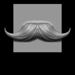 3D sculpting brush preset shaping a stylized handlebar mustache for character modelling in Blender.