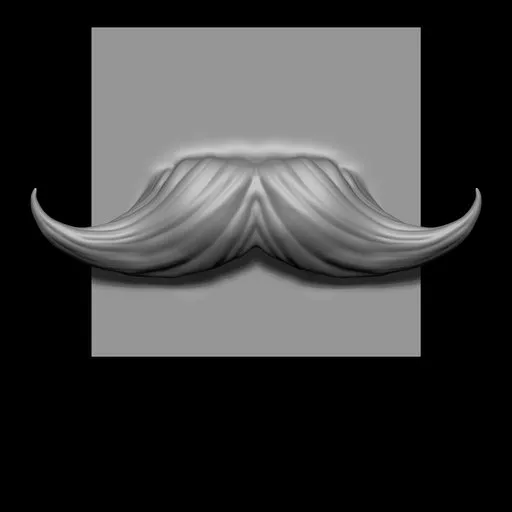 3D sculpting brush preset shaping a stylized handlebar mustache for character modelling in Blender.