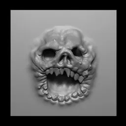 Detailed skull brush imprint for 3D modeling and sculpting in Blender.