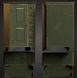 Antique Green Primitive Cabinet