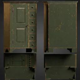Antique Green Primitive Cabinet