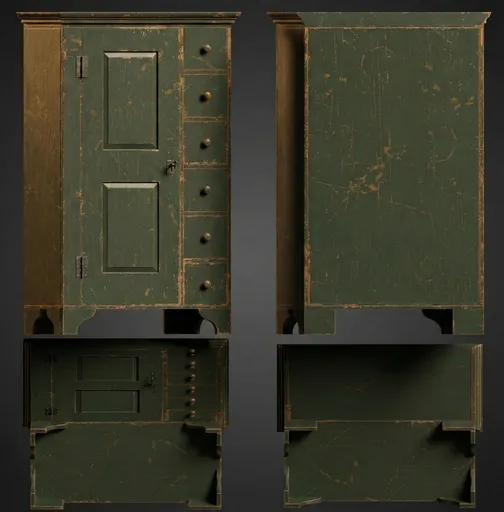Antique Green Primitive Cabinet