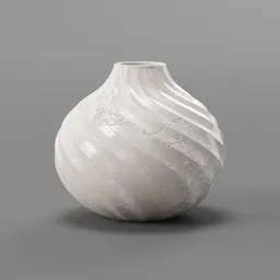 Highly detailed white ceramic vase 3D model featuring realistic textures and aged surface, perfect for Blender rendering.
