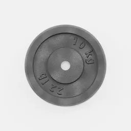 Realistic 3D model of a 10 kg gym weight, compatible with Blender, ideal for fitness-related rendering.