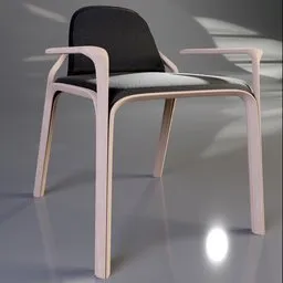 "Adamantem Armchair Wood 3D model for Blender 3D - Furniture category. Concept design of an armchair with wood and felt fabric. Inspired by Carles Delclaux Is and Jesper Esjing, featuring crisp clean lines and a black seat."