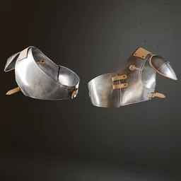 Realistic Blender 3D model of historic military armor, featuring detailed human anatomy, shoe belts, and high-quality metal textures.