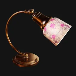 1920s Swan-Neck Desk Lamp Floral