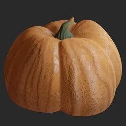 "Small pumpkin 3D model for Blender 3D - photorealistic and stylized rendition of Nyuju Stumpy Brown inspired design, with clean terracotta texture and white background."