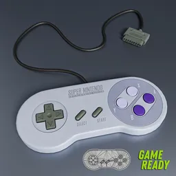 Realistic Blender 3D model of retro gaming controller, detailed lowpoly design with 4K textures, suitable for realtime rendering.