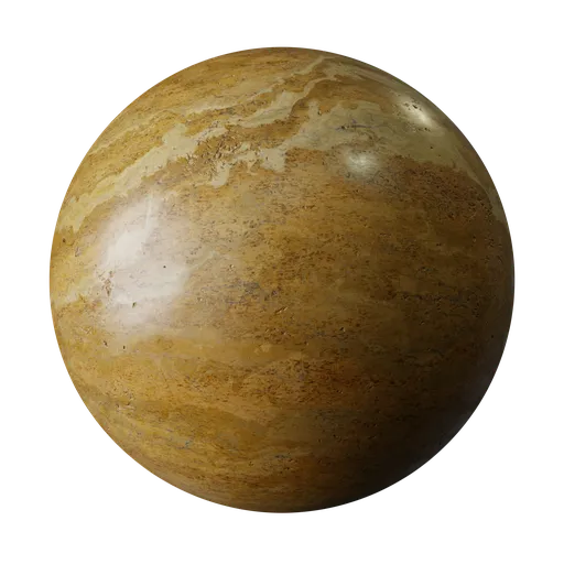 4K photorealistic polished travertine limestone material texture for architectural visualizations in Blender 3D.