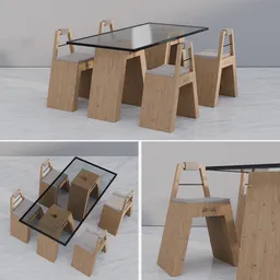 Modern Wooden Dining Table & Chair Set