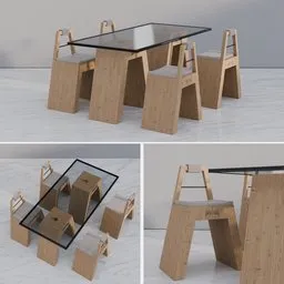 Modern Wooden Dining Table & Chair Set