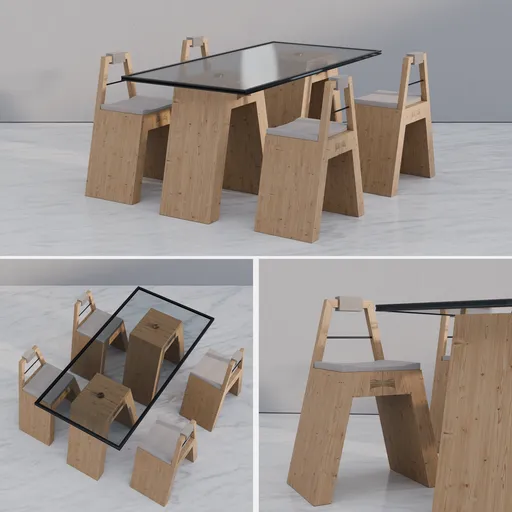 Modern Wooden Dining Table & Chair Set