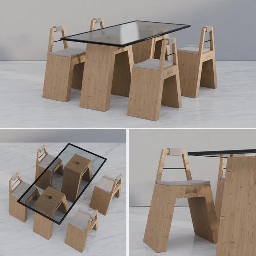 Modern Wooden Dining Table & Chair Set