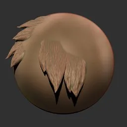 3D sculpting brush creating realistic fur textures on a model, ideal for hair, beards, and clothing fur in Blender 3D.