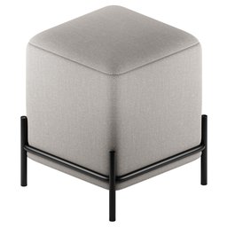 "Beige modern pouf with a minimalistic design, featuring a metal frame and a six-sided leg. This high-definition 3D model is suitable for Blender 3D software and is perfect for adding a touch of sophistication to your virtual interior designs or architectural visualizations."