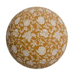 Mustard brown floral wallpaper
