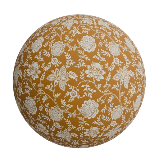 Mustard brown floral wallpaper