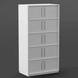 3D-rendered white Nordic style closet with multiple doors suitable for Blender modeling and animation projects.