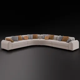 High-quality 3D sectional sofa model, designed in Blender, with customizable fabric texture.