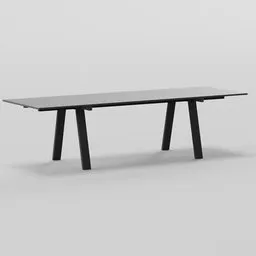 "Zanotta Black Ambrosiano Table, a sleek and minimalist 3D model. Rendered in redshift, this table features a bold black base and delicate structure. Perfect for your Blender 3D furniture collection."