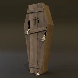 Halloween Wooden Coffin with Skeleton