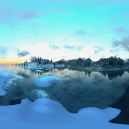 Frozen Lake with Icebergs