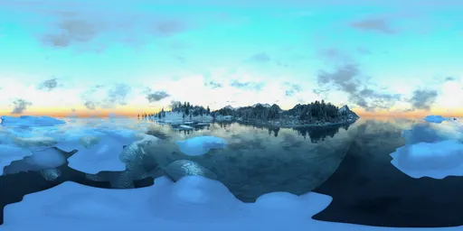 Frozen Lake with Icebergs