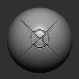 3D sculpting brush imprint of intersecting lines with raised central node for creature detailing in Blender.