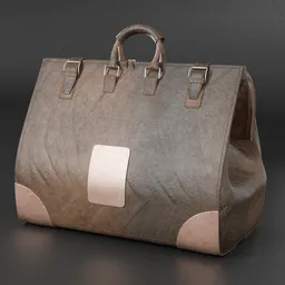 Blender 3D low poly leather and metal briefcase model, ready for gaming and architectural visualization.